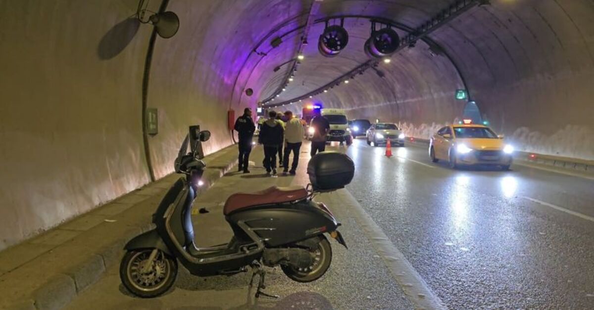 Tüneldeki kazada motosikletli sürücü can verdi